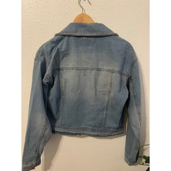 NWT womens rhinstone denim jacket (oversized small) - Picture 5 of 5